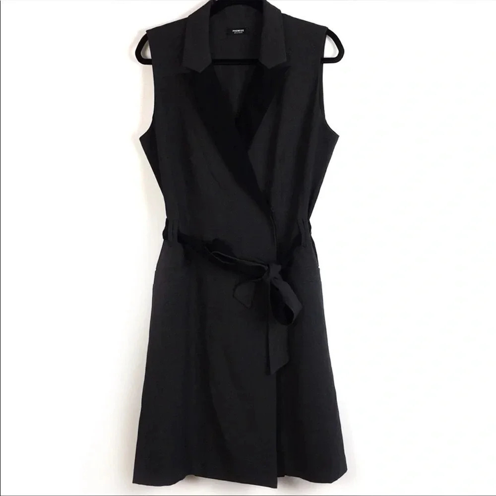 Premise Longline Sleeveless Collar Wrap Dress Sz L